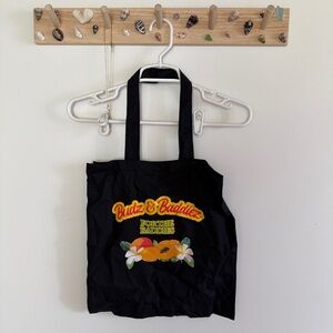 Black Tote Bag with Floral Buds & Baddies